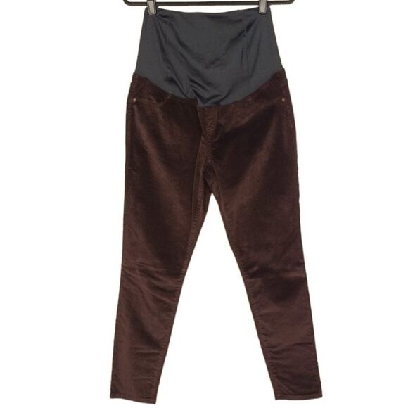 Isabel Maternity by Ingrid & Isabel Pants - ISABEL MATERNITY Skinny Burgundy Corduroy Cross-Over Panel Maternity Pant 4/27R